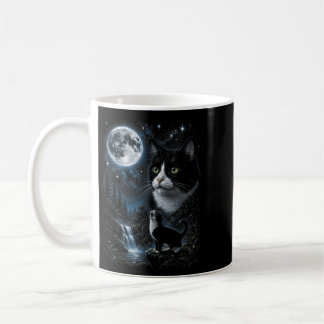 Smokingköld katt som ylar mot månen 90-tal Retro n Kaffemugg