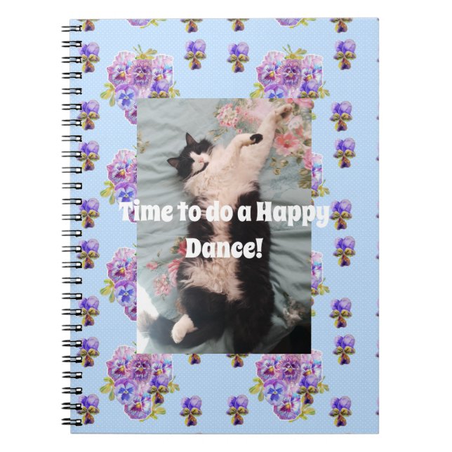 Smokingskatt Rolig Söt Blommig Glad Dans Antecknin Anteckningsbok (Framsidan)