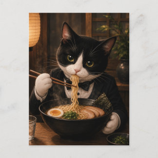 Smokingskatten äter Ramen Vykort