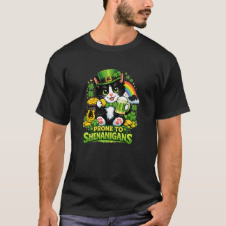 Smokingskatten St Pattys Day Benägen för Bus T Shirt