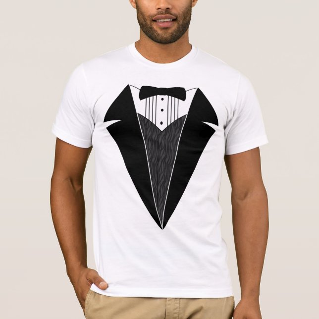 SmokingT-tröja, vit med svart Bowtie T Shirt (Framsida)