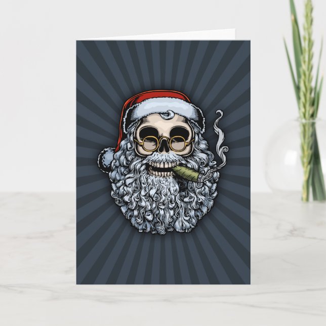 Smokin'Santa Skull Helgkort (Framsida)