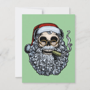 Smokin'Santa Skull Julkort