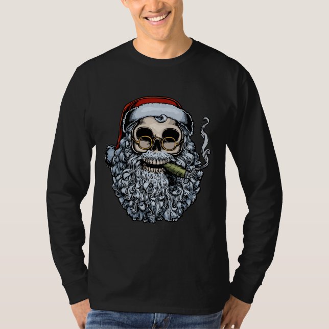 Smokin'Santa Skull T Shirt (Framsida)
