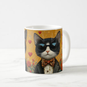 Smokkatten med hjärtrusor Alla hjärtans dag Kaffemugg
