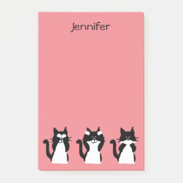 Smokkingkatter | Tre Visa Kattungar Ljus Korall Post-it Block