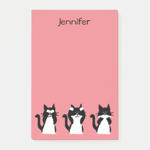 Smokkingkatter Tre Visa Kattungar Ljus Korall Post-it Block