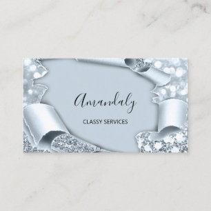 Smoky Blue 3D Makeup Event Planner Glitter Visitkort