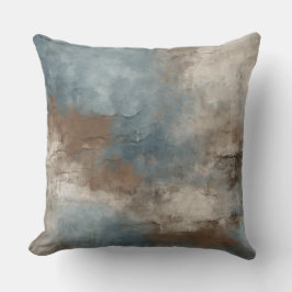 Smoky Blue Brown Beige Rustic Abstrakt Kudde