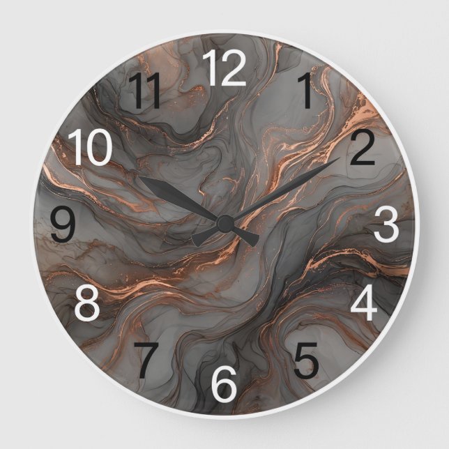 Smoky Gray Copper Epoxy Wall Clock Stor Klocka (Framsida)