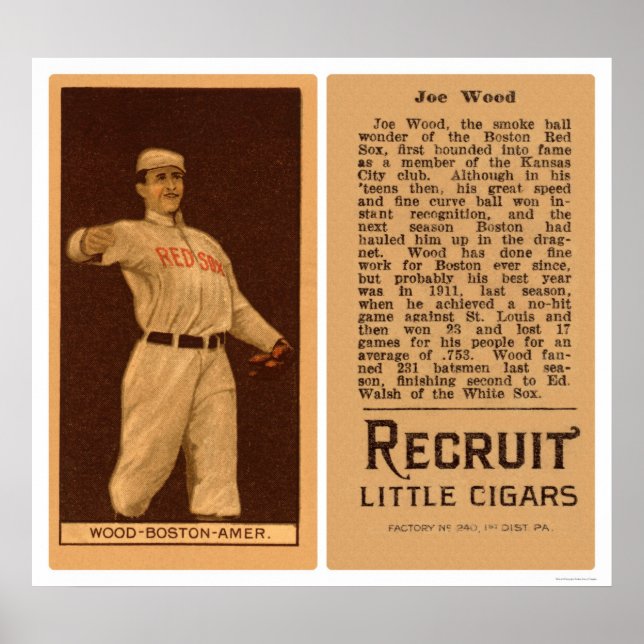 Smoky Joe Wood Red Sox Basel 1912 Poster (Framsidan)