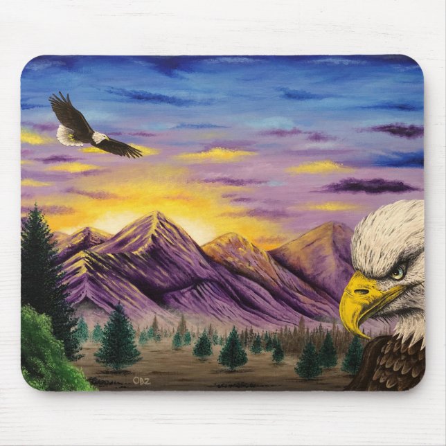 "Smoky Mountain Eagles" Mouse Pad med scen Musmatta (Framsidan)