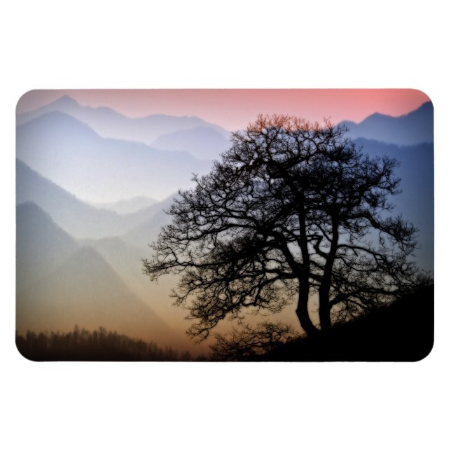 Smoky Mountain Sunset från Blue Ridge Parkway Magnet (Horisontell)