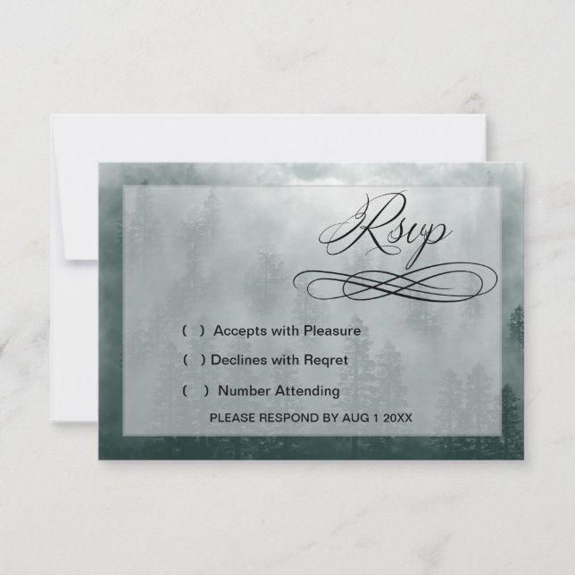 Smoky Mountain Wedding RSVP Card OSA Kort (Framsida)