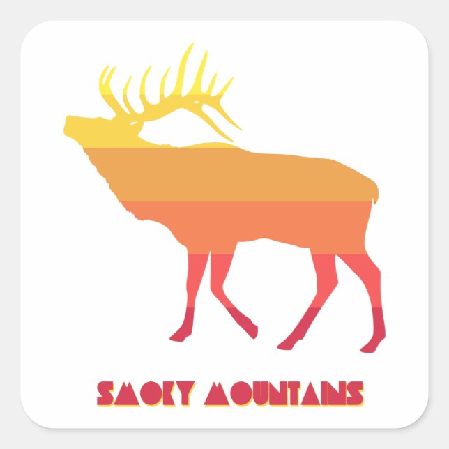 Smoky Mountains Elk Fyrkantigt Klistermärke (Framsida)