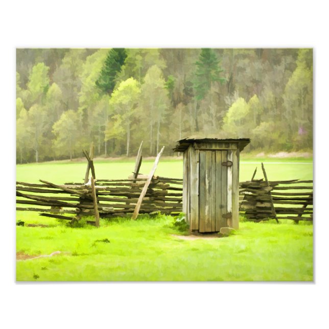 Smoky Mountains Outhouse Travel Phtography Fototryck (Framsidan)