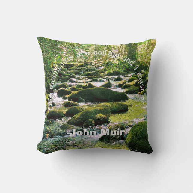 Smoky Mountains Stream - John Muir Quote Kudde (Framsida)