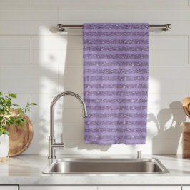 Smoky Plum Glitter Style Horizontal Stripes Kökshandduk