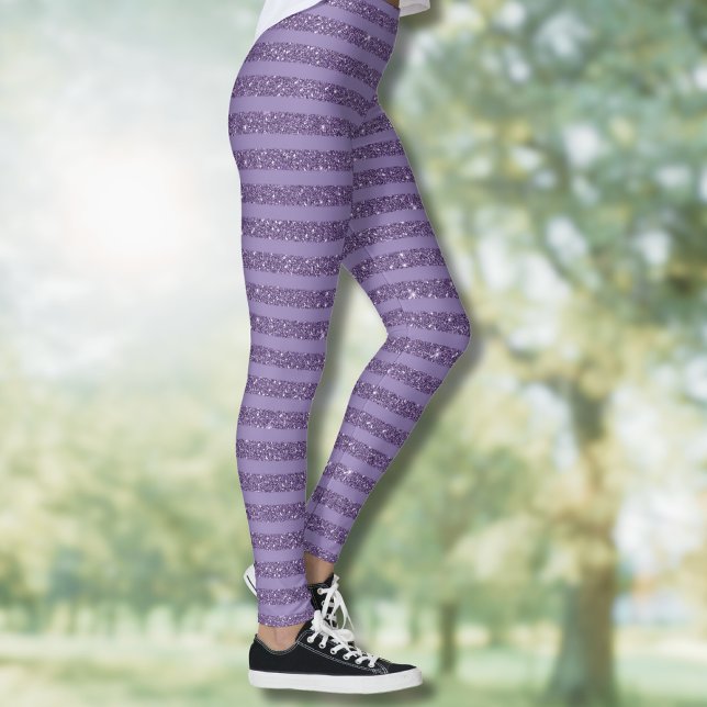Smoky Plum Glitter Style Horizontal Stripes Leggings (Skapare uppladdad)