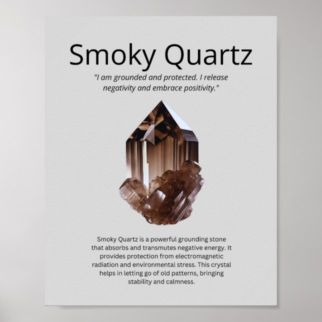 Smoky Quartz Crystal Beteckning Poster (Framsidan)