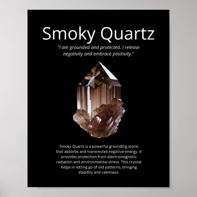 Smoky Quartz Stone Crystal Beteckning Poster (Framsidan)