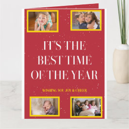 Smoky Red Gold Frame Holiday Cheer Kort