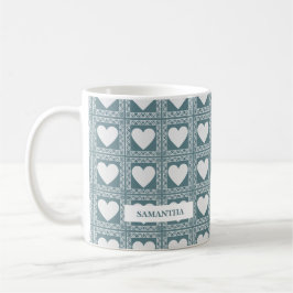 Smoky Teal Geometric Hearts Valentine’s Gift Kaffemugg