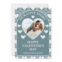 Smoky Teal Geometric Hearts Valentine’s Gift Photo