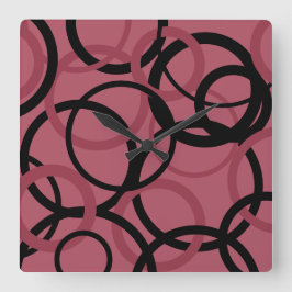 Smoky Topaz and Black Circles Fyrkantig Klocka