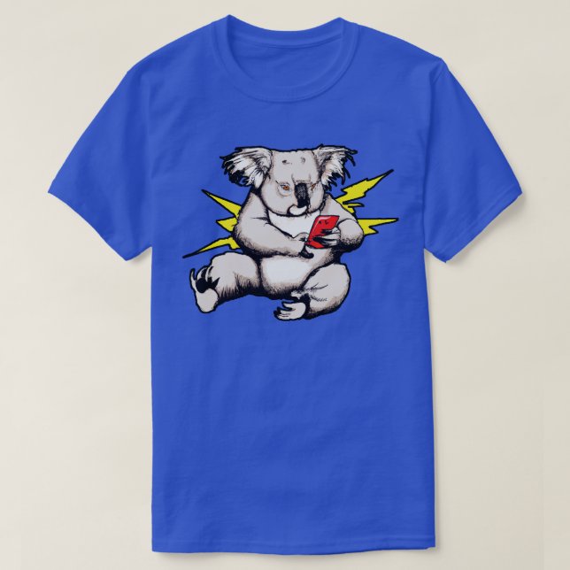 Smombie Coala Bored Coala med Mobile Mobil T Shirt (Design framsida)