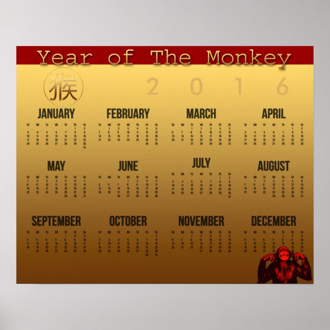 Smonkeyårskalender Affisch 2016 (Framsidan)