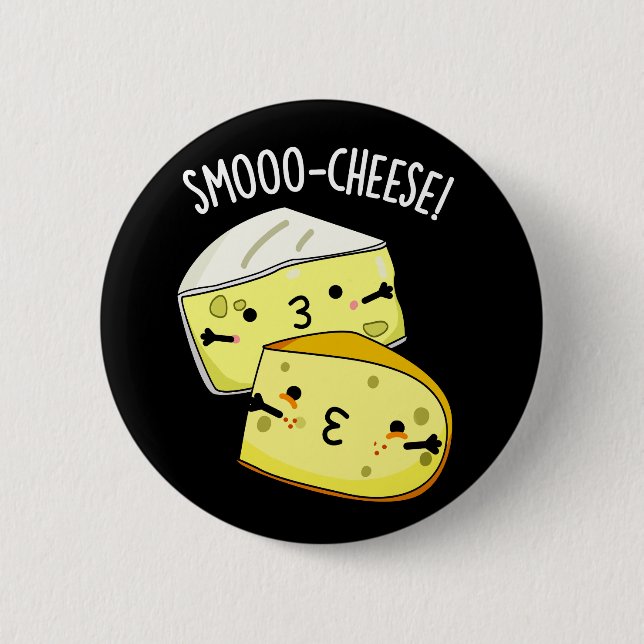 Smoo-cheese Funny Cheese Pun Dark BG Knapp (Framsida)