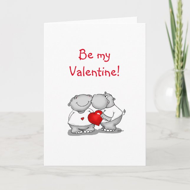 Smooch - Hippo Kiss Valentindagen Helgkort (Framsida)