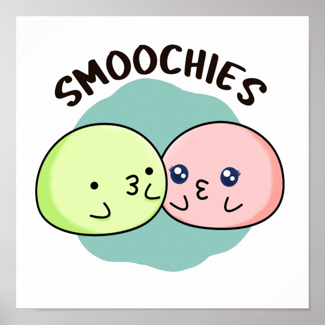 Smoochies Funny Kissing Mochi Pun Poster (Framsidan)