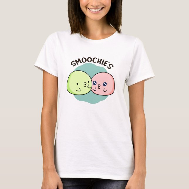 Smoochies Funny Kissing Mochi Pun T Shirt (Framsida)