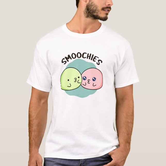 Smoochies Funny Kissing Mochi Pun T Shirt (Framsida)