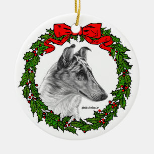 Smooth Collie Art by Glenda S. Harlan Julgransprydnad Keramik