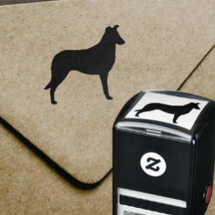 Smooth Collie Hund aveln Silhouette Rubber Frimärk Självfärgande Stämpel