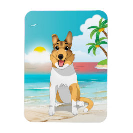 Smooth Collie Hund vid Beach Magnet