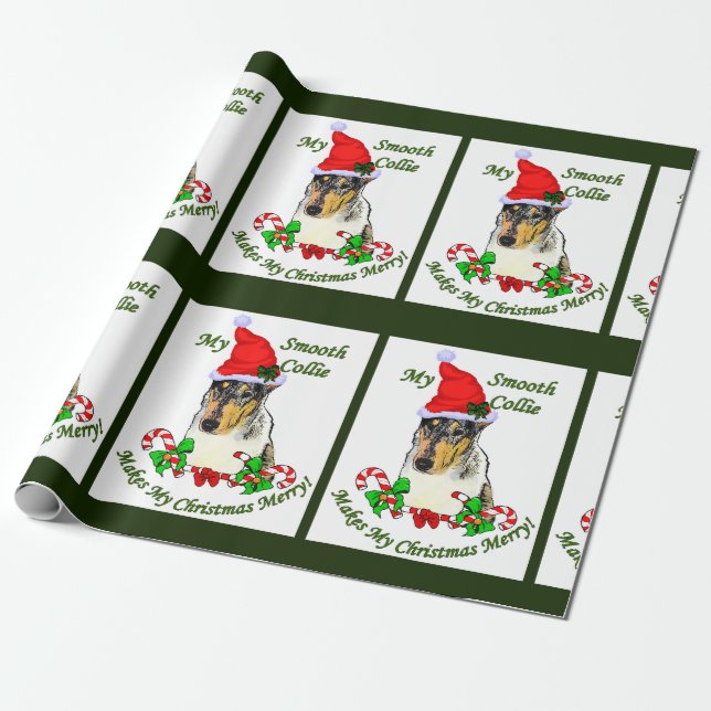 Smooth Collie jul Merry Presentpapper (Utrullad)