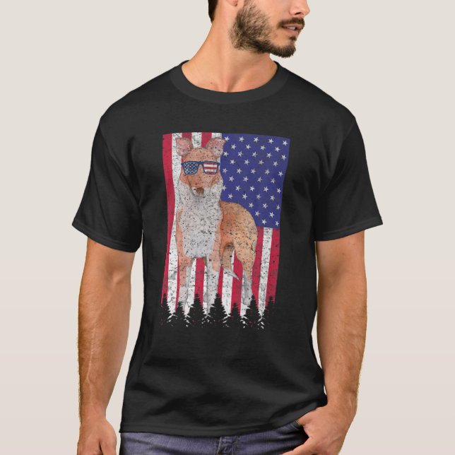 Smooth Collie Patriotic Hund USA Pride American Fl T Shirt (Framsida)