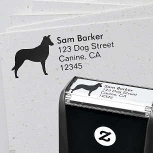 Smooth Collie Silhouette Returadress Självfärgande Stämpel