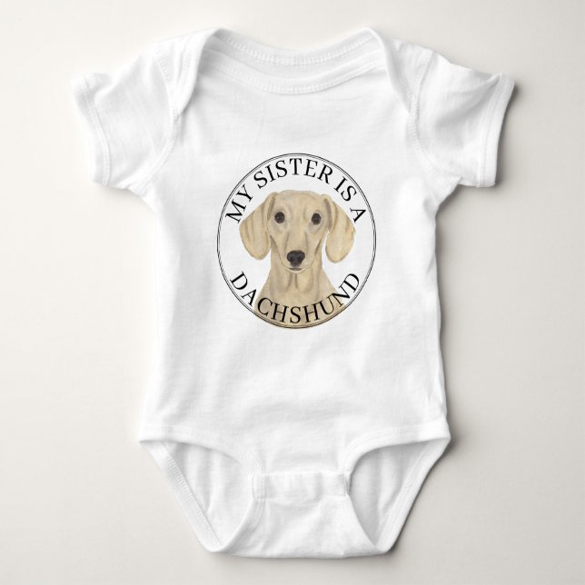 Smooth Cream Dachshund Hund Big Sister T Shirt (Framsida)