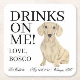 Smooth Cream Dachshund Hund Bröllop Underlägg Papper Kvadrat