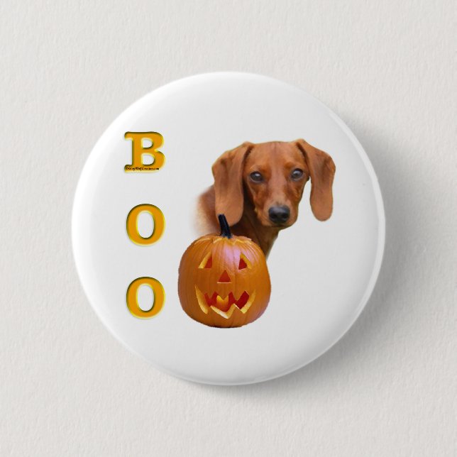 Smooth Dachshund Boo - Button Knapp (Framsida)