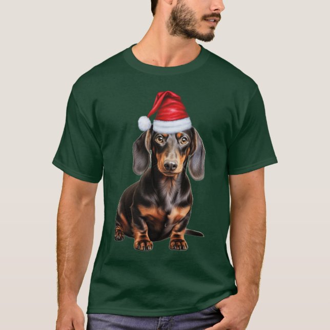 Smooth Dachshund Lover Funny Christmas Dog Holiday T Shirt (Framsida)