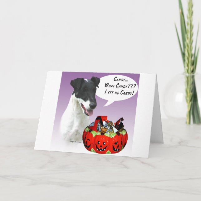 Smooth Fox Terrier Halloween Candy Kort (Framsida)