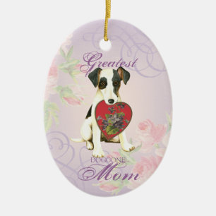 Smooth Fox Terrier Heart Mamma Ceramic Ornamic Julgransprydnad Keramik