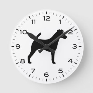 Smooth Fox Terrier Hund aveln Silhouette Rund Klocka