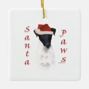 Smooth Fox Terrier Santa Tassar Julgransprydnad Keramik